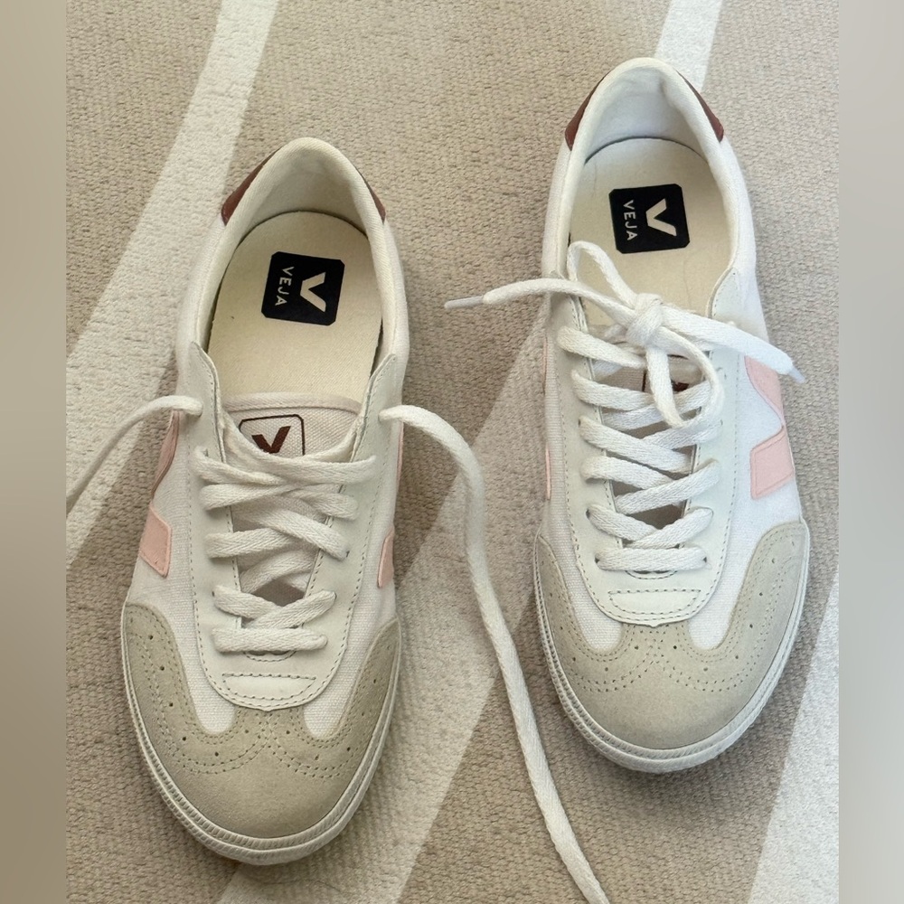 Veja Women's White and Blush Sneakers